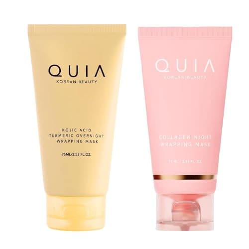 QUIA Collagen + Turmeric Overnight Wrapping Mask Duo – Firming and Hydrating Peel-Off Set for Elasticity, and Glow – Korean Skincare 2 x 75ml - Image 1