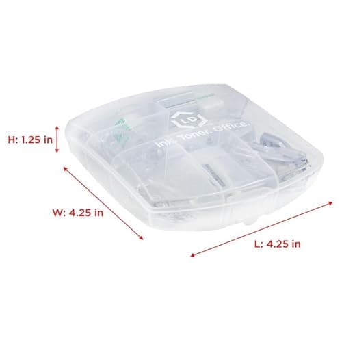 LD Products Clear Mini Office Supply Kit Portable Case with Scissors, Paper Clips, Tape Dispenser, Pencil Sharpener, Stapler & Staple Remover thumbnail 3