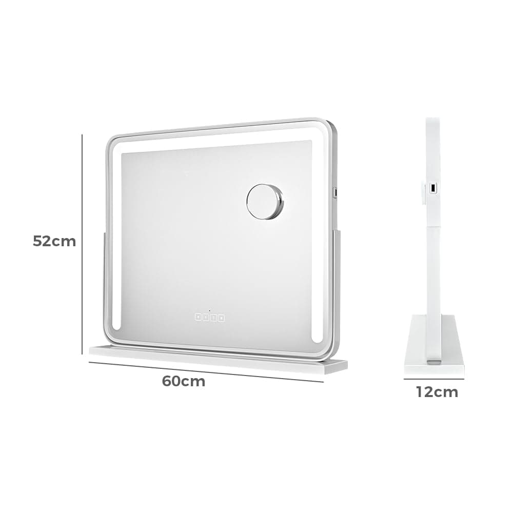Simplus Vanity Makeup Mirror with Lights Hollywood LED Mirrors Stand, Bluetooth Speaker USB Power Charging and Smart Touch Control Screen, with Detachable 10x Magnifying Mirror White, 60x52cm thumbnail 8