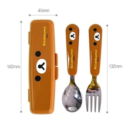 Generic Cute Bear Designed Fork and Spoon Flatware Set with Case (Brown), Medium thumbnail 2