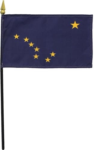 Alaska - 4 in x 6 in State Stick Flag - Image 1