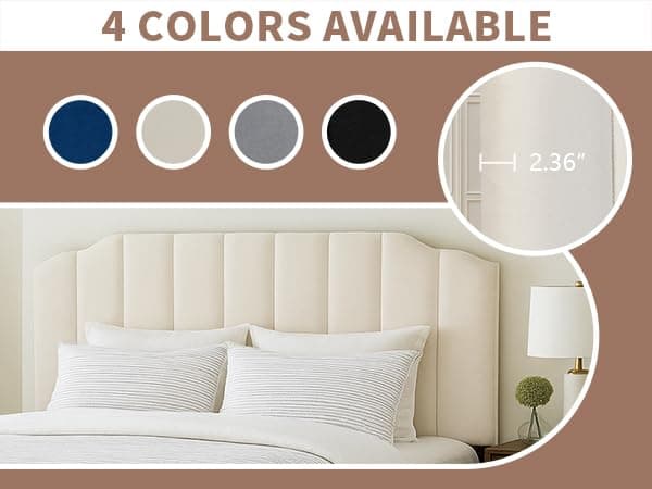 YI DANICA Upholstered Headboard for Full/Queen Beds - Arched Headboard & Bed Frame Mount, Adjustable Height, Velvet Tufted Modern Vertical Channel Design (Beige, Queen (U.S. Standard)) thumbnail 4