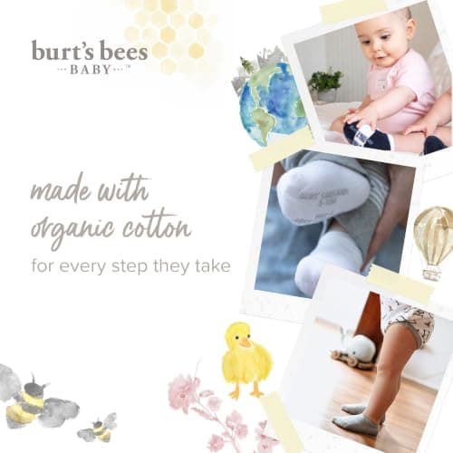 Burt’s Bees Baby Baby Girls' Ankle Socks with Non-Slip Grips, Organic Soft Cotton Toddler Socks Baby Essential, 6-Pack thumbnail 8