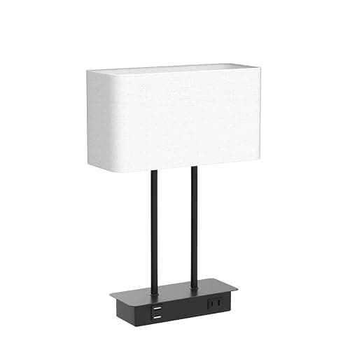 Bedside Touch Control Table Lamp with Dual USB Charging Ports 1 AC Outlet, 3 Way Dimmable Modern Nightstand Lamp with Cream Fabric Shade, Desk Lamp for Bedroom Living Room Office with 5000K LED Bulb thumbnail 4