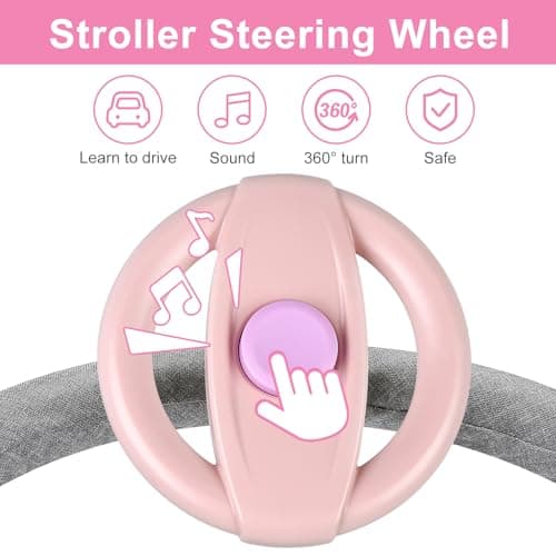 Accmor Stroller Steering Wheel Toy, Simulated Steering Wheel for Stroller Shopping Carts Cart Universal Detachable Pretend Driving Funny Toy Attachment thumbnail 7