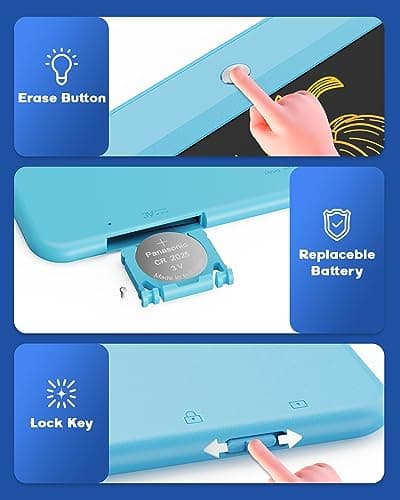 Bravokids Toys for 3-6 Years Old Girls Boys, LCD Writing Tablet 10 Inch Doodle Board, Electronic Drawing Pads, Educational Birthday Gift for 3 4 5 6 7 8 Years Old Kids Toddler (Blue) thumbnail 3