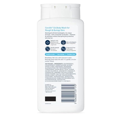 CeraVe Body Wash with Salicylic Acid, Fragrance Free Body Wash to Exfoliate Rough and Bumpy Skin, Allergy Tested, 10 Ounce thumbnail 6