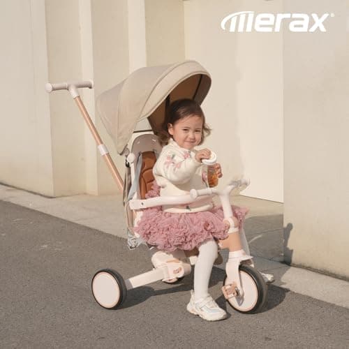 Foldable Toddler 7-in-1 Tricycle, Canopy, and Guardrail Parent Push Handle Ages 1-6 Years thumbnail 4