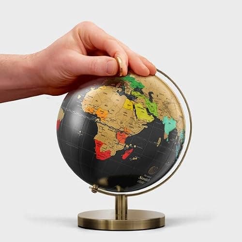 Luckies - Scratch Globe | Scratch Off World Map & Travel Map | Desk Gadgets For Men & Desk Decor | Travel Gifts For Men | Small Globe thumbnail 3