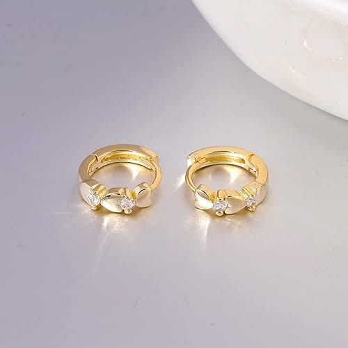 CiNily 14K White Gold Plated Small Hoop Earrings for Women Girls Heart Cubic Zirconia Hypoallergenic Earrings thumbnail 7