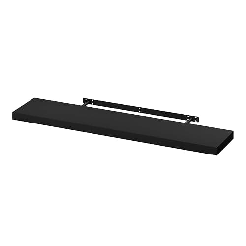 WOLTU Wandboard Wandregal CD DVD Regal Bücherregal Schweberegal Holz Board 110x22.9x3.8cm schwarz für Büro, Wohnzimmer, Schlafzimmer, Küche RG9316sz - Image 1