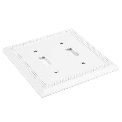 Henne Bery Sunken Pearls Heavy Duty Decorative Wall Plate Switch Plate Outlet Cover (Double Toggle, White) thumbnail 6