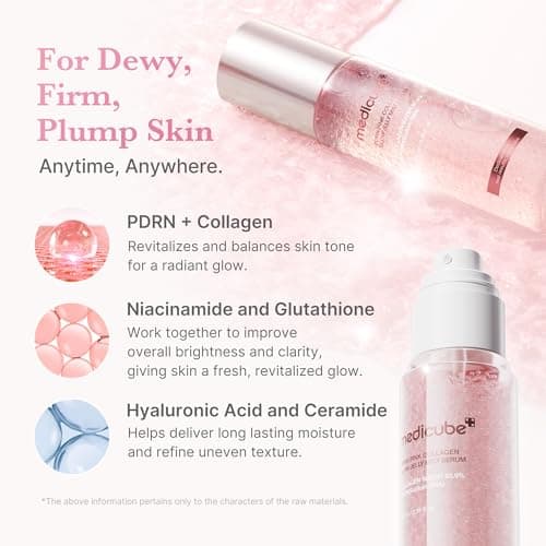 medicube Jelly Mist Serum with Pink PDRN Collagen | Dual-Texture Glow Spray with Niacinamide, Glutathione, Ceramide, Hyaluronic Acid | for Hydration, Radiance, Plump-Looking Skin | 2.02 fl.oz thumbnail 3
