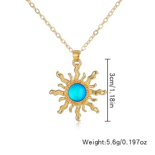 kepvrio Sun Necklace for Women,Birthstone Necklace Sunstone Gemstone Healing Pendant Necklace Sunflower Opal Pendant Necklace Trendy Costume Jewelry thumbnail 6