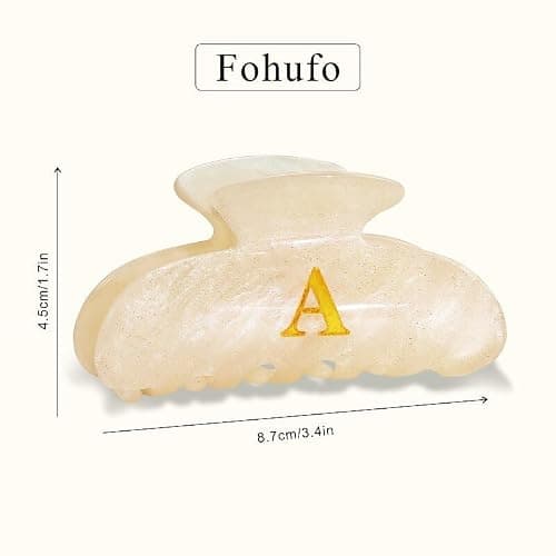Fohufo Initial Cute Hair Clips - Letter Elegant Hair Claw Clips, Fashion Glitter Claw Clips Durable Hair Clips, Wedding Gift, Bridesmaid Gifts, Birthday Gifts, Christmas Gift, Letter A thumbnail 5
