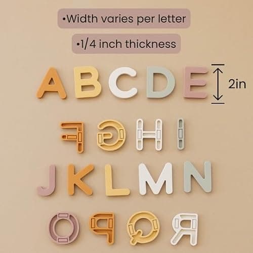Neutral Silicone Alphabet Magnetic Letters, 26 Piece Non Toxic Learning Set, Perfect for Refrigerator, Whiteboard and Educational Activities thumbnail 4