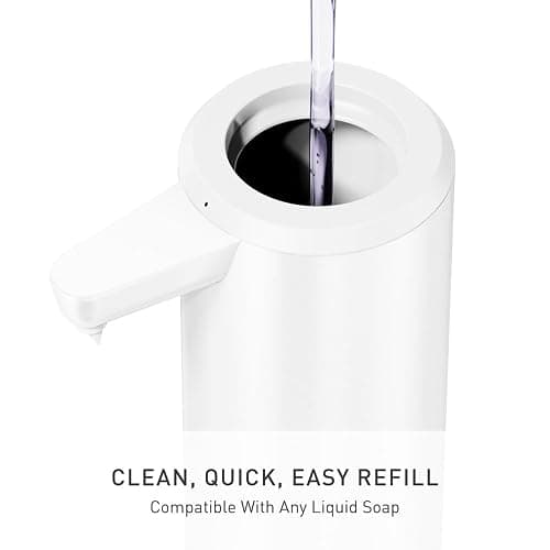simplehuman Sensor Pump Stainless Steel, 9 oz., Automatic Soap Dispenser for Kitchen and Bathroom, Touch-Free, Variable Dispense for Volume Control, White thumbnail 4