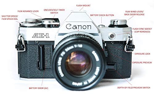 Vintage Canon AE-1 35mm SLR Camera with 50mm 1:1.8 Lens (Renewed) thumbnail 2