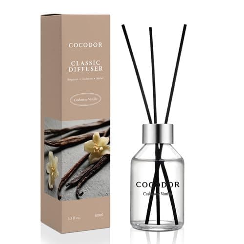 COCODOR Classic Reed Diffuser/Cashmere Vanilla/3.4oz(100ml)/1 Pack/Home Fragrance Scent Essential Oil Stick Diffuser for Bedroom Bathroom Home Décor - Image 1