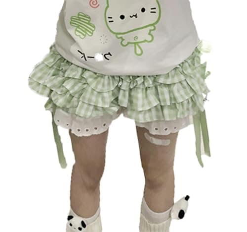 Womens Y2K Off Shoulder Kawaii T-Shirt Suit Hrajuku Plaid Ruffled Lace Pumpkin Short Pants Cute Cat Graphic Tops - Image 1