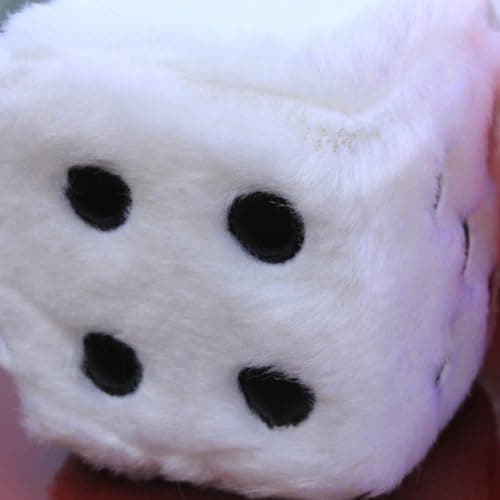 Car Mirror Hanging Furry Dice, Classic Vintage Soft Square Hanging Fuzzy Dice, Accessories Ornament Decoration for Car Rearview and Automotive Interior Mirror (White) thumbnail 2