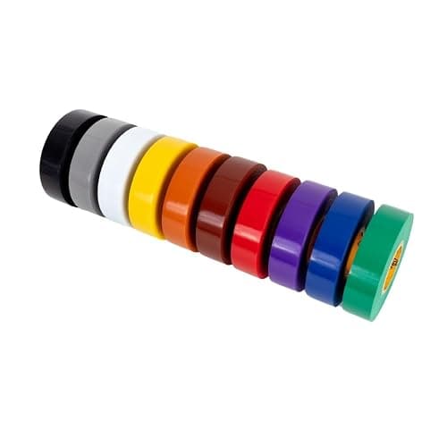 GTSE Mixed Colors Electrical Tape, 10-Pack – Waterproof, Industrial Grade Vinyl, 3/4 in x 66ft– Strong Self-Adhesive PVC Electric Tape for Wire Insulation, 7 Mil, 600V – UL/CSA Listed thumbnail 2