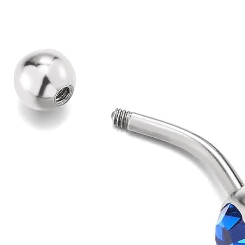COOLSTEELANDBEYOND Steel Belly Chain Belly Button Ring Body Jewelry Piercing Navel Ring with Long Dangle Cubic Zirconia thumbnail 5