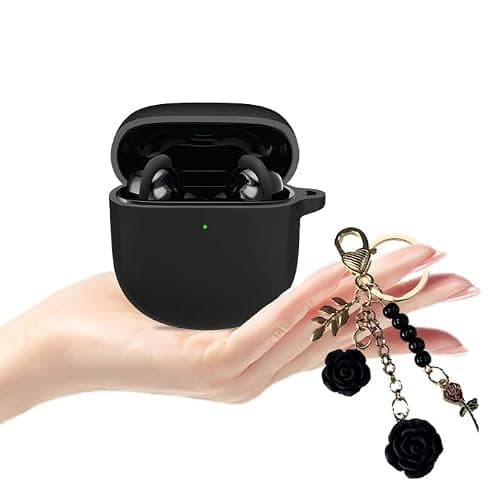 Case for Bose QuietComfort Earbuds II Case Cover 2022, Cute Bose Earbuds 2 Soft Silicone Skin Shockproof Protective Cover for New Bose Earbuds II Case with Carabiner Keychain for Women Girls (Black) thumbnail 7