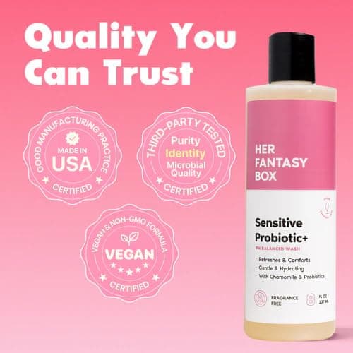 Her Fantasy Box | Sensitive Probiotic+ Gentle Cleanser – Fragrance-Free, pH Balanced Body Wash with Chamomile & Probiotic Lysates, Vegan & Cruelty Free, 8 oz thumbnail 5