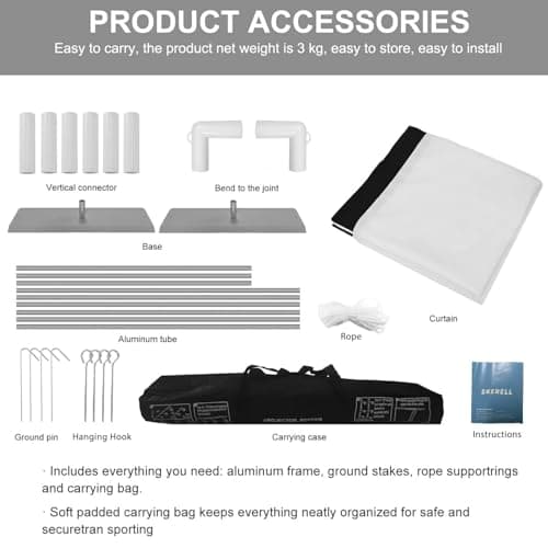 SKERELL Outdoor Projector Screen with Stand 100 Inch: Portable Projection Screen for Outside Theater Home Backyard Movies thumbnail 5