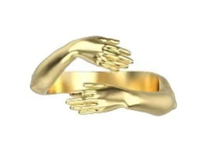 Awmnjtmgpw Two hands hug ring, 18K Gold women's thumb adjustable stackable opening, couple women's men's adjustable ring - Image 1