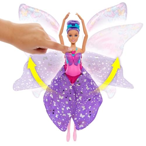 Barbie Dance and Flutter Doll with 2-in-1 Transformation from Dancer to Butterfly with Opening Wings, Purple Hair, Headpiece & Removable Tutu thumbnail 7