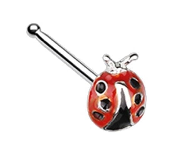 Body Accentz Nose Ring Stud Lady Bug top 316L Sterling Silver Ladybug - Image 1