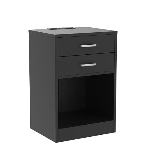 ADORNEVE LED Nightstands Set of 2,Night Stands for Bedrooms Set of 2,Nightstand with Charging Station and LED Lights,Black Bedside Table with Power Outlets & Drawers,Modern End Side Table thumbnail 4