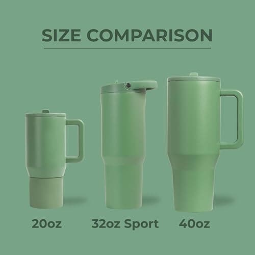 HydroJug Sport - Stainless Steel Tumbler with Straw, Vacuum Insulated, 32oz Leakproof Water Bottle, Ergonomic Design, Reusable, Dishwasher Safe, Rubber Base, Durable for Gym or Outdoors, Sage thumbnail 5