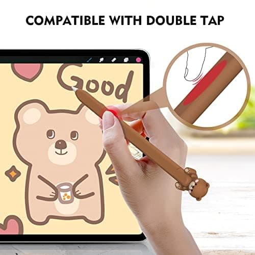 NIUTRENDZ Cute Bear Apple Pencil Case for Apple Pencil 2nd Generation Case Silicone Protective Cover Sleeve Skin Accessories (Strawberry Pink, Apple Pencil 2nd Generation) thumbnail 4