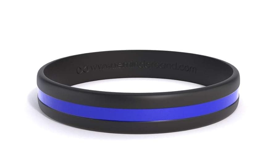 Reminderband Thin Blue Line Bracelet – Silicone Rubber Wristband for Men & Women Blue Silicone Bracelet for Police Graduation Gifts, Retirement, Events, Awareness - Image 1