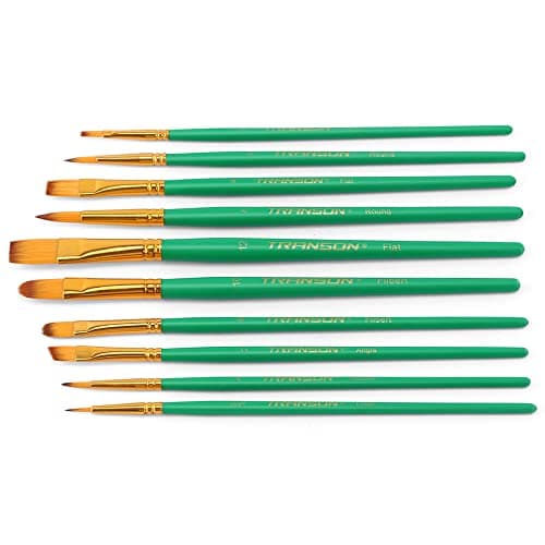 Transon 20pcs Artist Painting Brush Set for Acrylic Watercolor Gouache Hobby Craft Face Rock Painting Green thumbnail 7