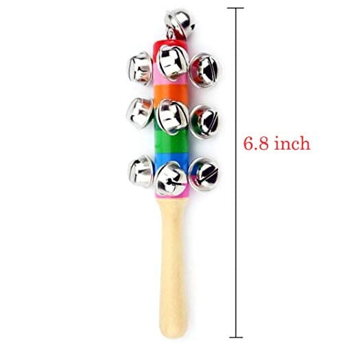 ZEAVOLA 6Pcs Wooden Jingle Hand Bells,Rainbow Handle Wooden Bells Jingle Stick Shaker Rattle Baby Kids Children Musical Toys thumbnail 3