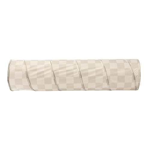 3 Sprouts Kids Play Tunnel - Pop Up Collapsible Tunnels with Recycled Fabric - Fun Crawling Tunnel for Toddler, Baby, Children to Crawl Through, Gross Motor Toy for Indoor Play - Checkered Beige thumbnail 8