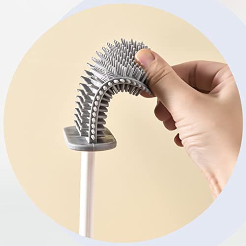 Toilet Brush,Toilet Bowl Brush and Holder with 3 Type Brush(Round Silicone Brush+Flat Silicone Brush+Slit Brush),Toilet Cleaner Brush Clean Every Corner of The Toilet Bathroom Cleaning Bowl Brush Kit thumbnail 5