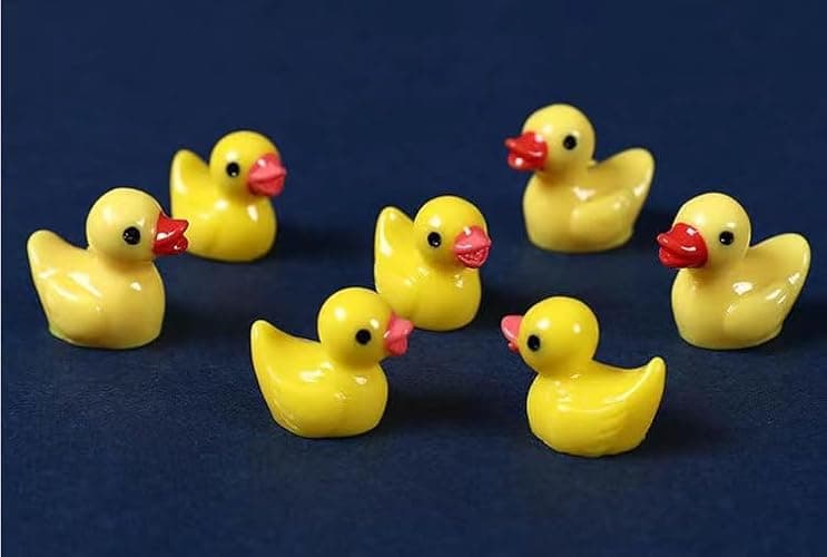 100PCS Mini Resin Duck, Crafts Duck Resin Figures, Cute Duck for Craft Aquarium Garden Landscape Dollhouse Ornament Potted Decorations DIY (Yellow) thumbnail 3
