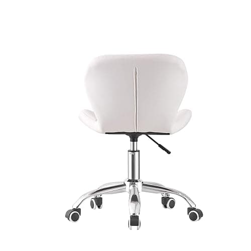 Jamiah Modern Desk Chairs Comfortable Study Chair Swivel Home Chair Height Adjustable PU Leather Desk Chair with Lift Chrome Legs for Home Bedrooms (White) thumbnail 5