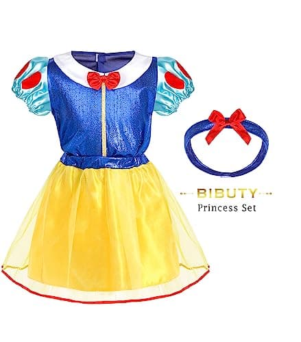 Kids Princess Dress Up Clothes for Little Girls, BIBUTY Pretend Play & Dress Up Princess Costume Set with Princess Dresses Crown Cape for Little Girls, Princess Toys Gifts for 3-6 Toddler Little Girls thumbnail 4