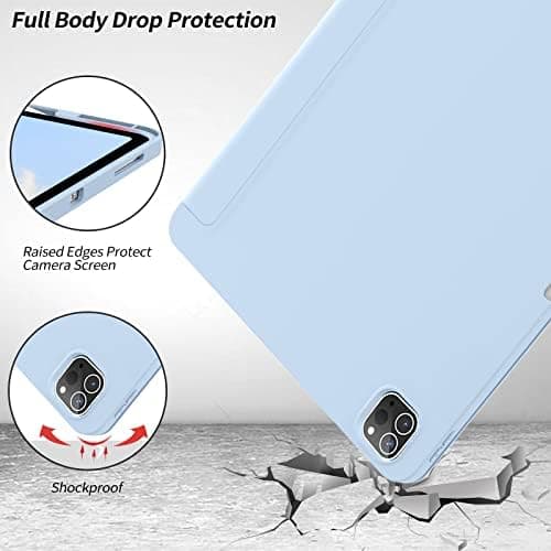 KenKe Case for iPad Pro 12.9 Inch (6th/5th, 2022/2021), for iPad Air 13 Inch (M3/M2, 2025/2024) with Pencil Holder, Smart Trifold Stand Cover & Auto Wake/Sleep for iPad Pro 12.9 Case, Sky Blue thumbnail 4