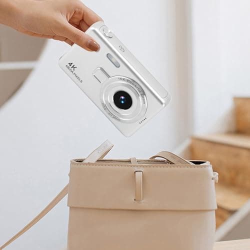 Digital Camera,50MP 1080P 16X Digital Zoom Autofocus Vedio Camera with 2.4" Screen,Compact Anti-shake Vlogging Camera for Students Kids(Silver) thumbnail 2