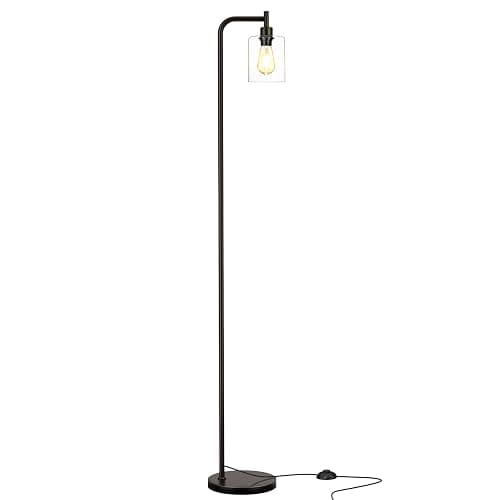 Ziisee Industrial Floor Lamp with Glass Shade - Black, LED Bulbs, Foot Pedal Switch, Easy Assembly thumbnail 9