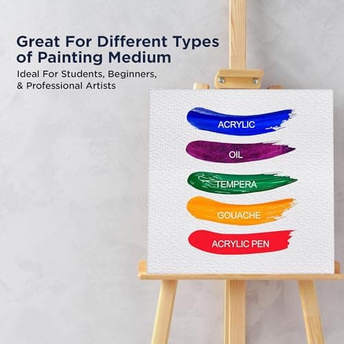 Bluebird Canvas Board - 4x4, 4x6, 5x7, 8x10, 9x12, 11x14. Set of 14 Gesso-Primed White Blank Canvases for Painting - 100% Cotton Canvas Board for Acrylic, Poster, Oil Paint thumbnail 3
