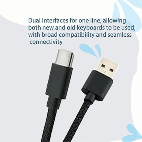 HSEUOPV Custom Coiled USB C Cable for Gaming Keyboard, Double-Sleeved Mechanical Keyboard Cable with Detachable Metal Aviator,USB-C to USB-A (1.8 M,Black) thumbnail 6