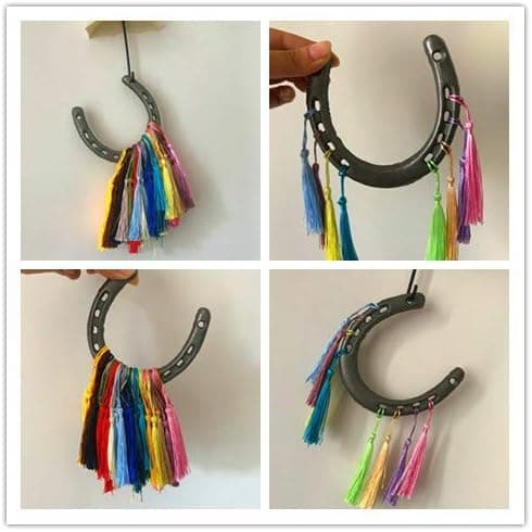 Goensjt Cast Iron Horseshoe Wall Decor, Medium Horseshoe Sturdy Cast Iron 5 Holes On Each Side for Indoor Or Outdoor thumbnail 4